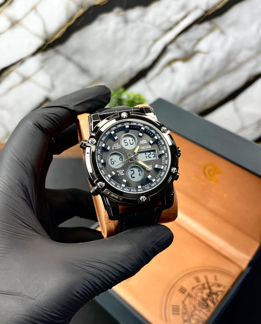 Tokdis Original Dual Time Leather Strap Watch