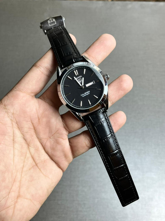 TH Calibre 5 Day & Date Leather Strap Watch
